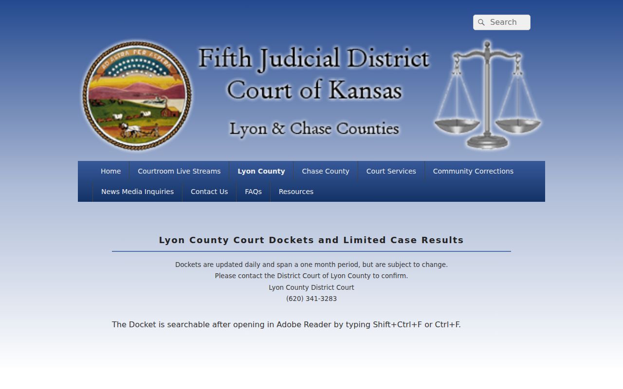 Lyon County court dates docket page