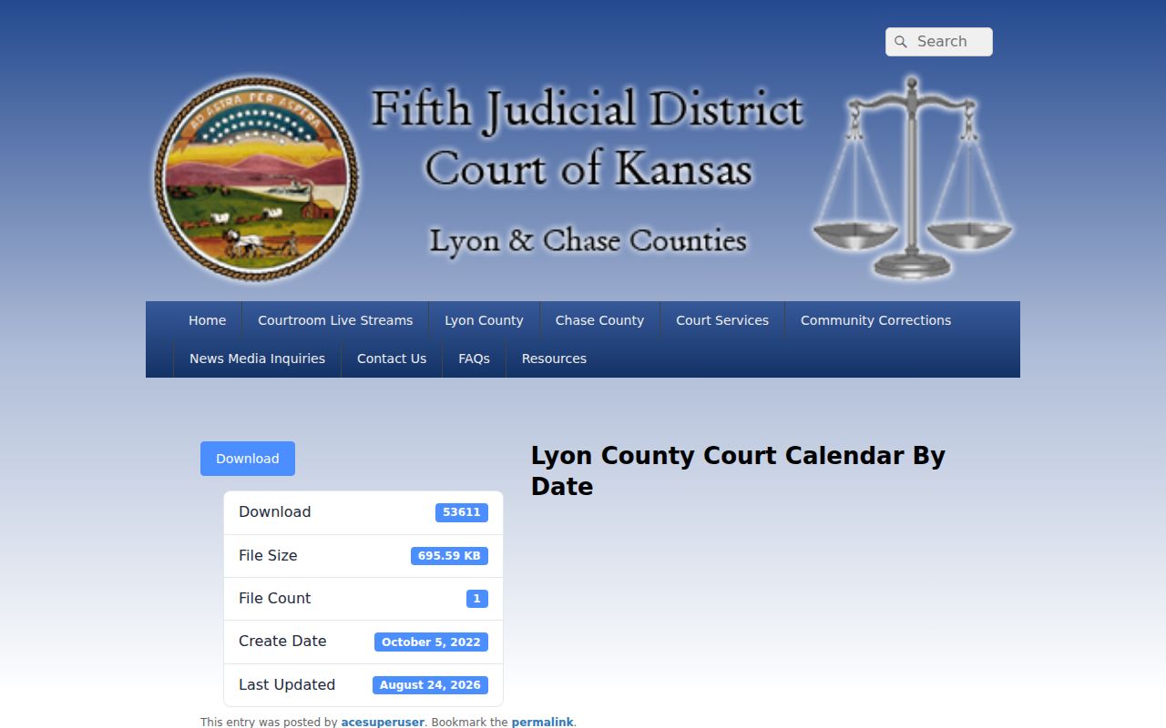 Lyon County court dates calendar PDF download