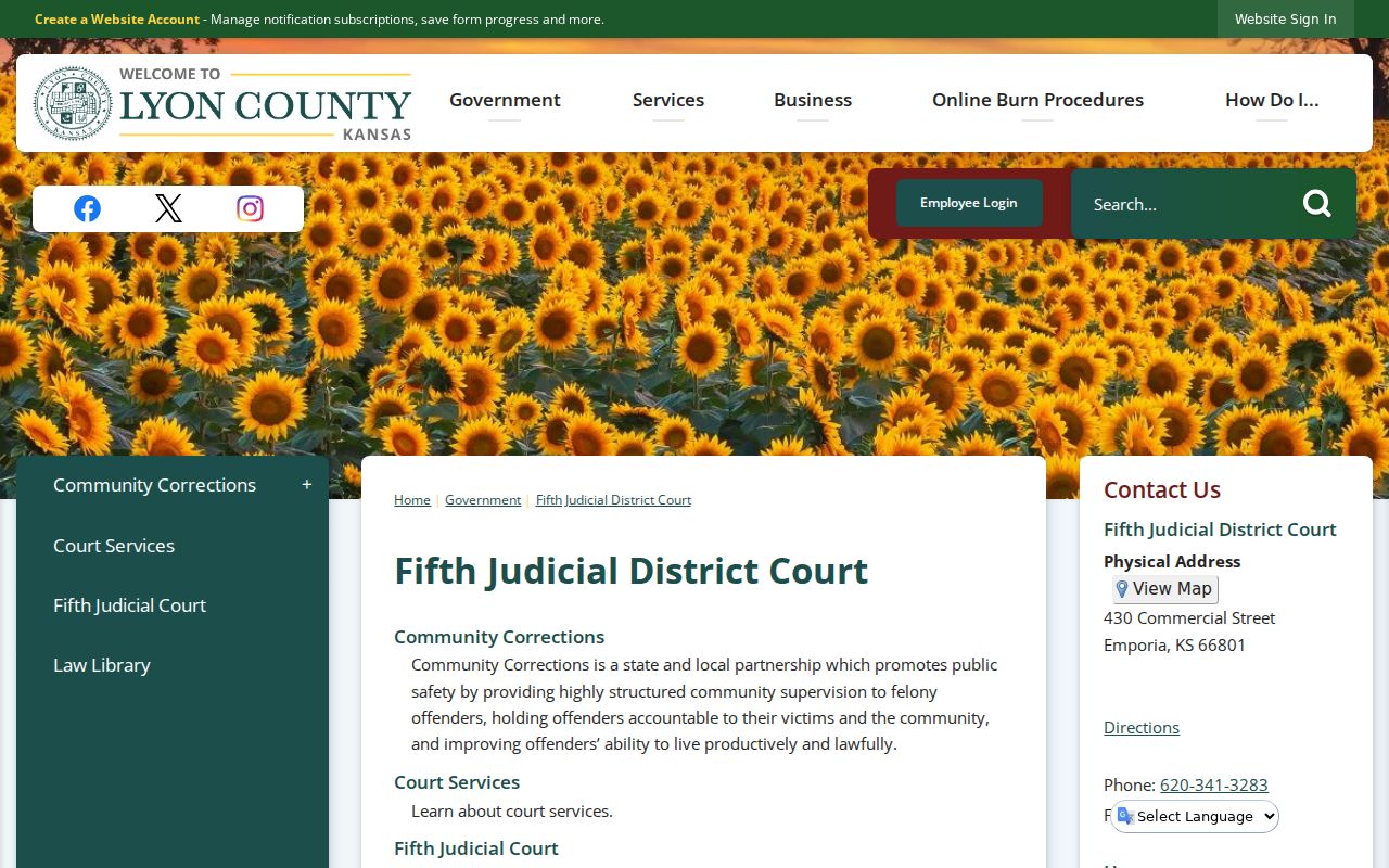 Lyon County Fifth Judicial District Court department page