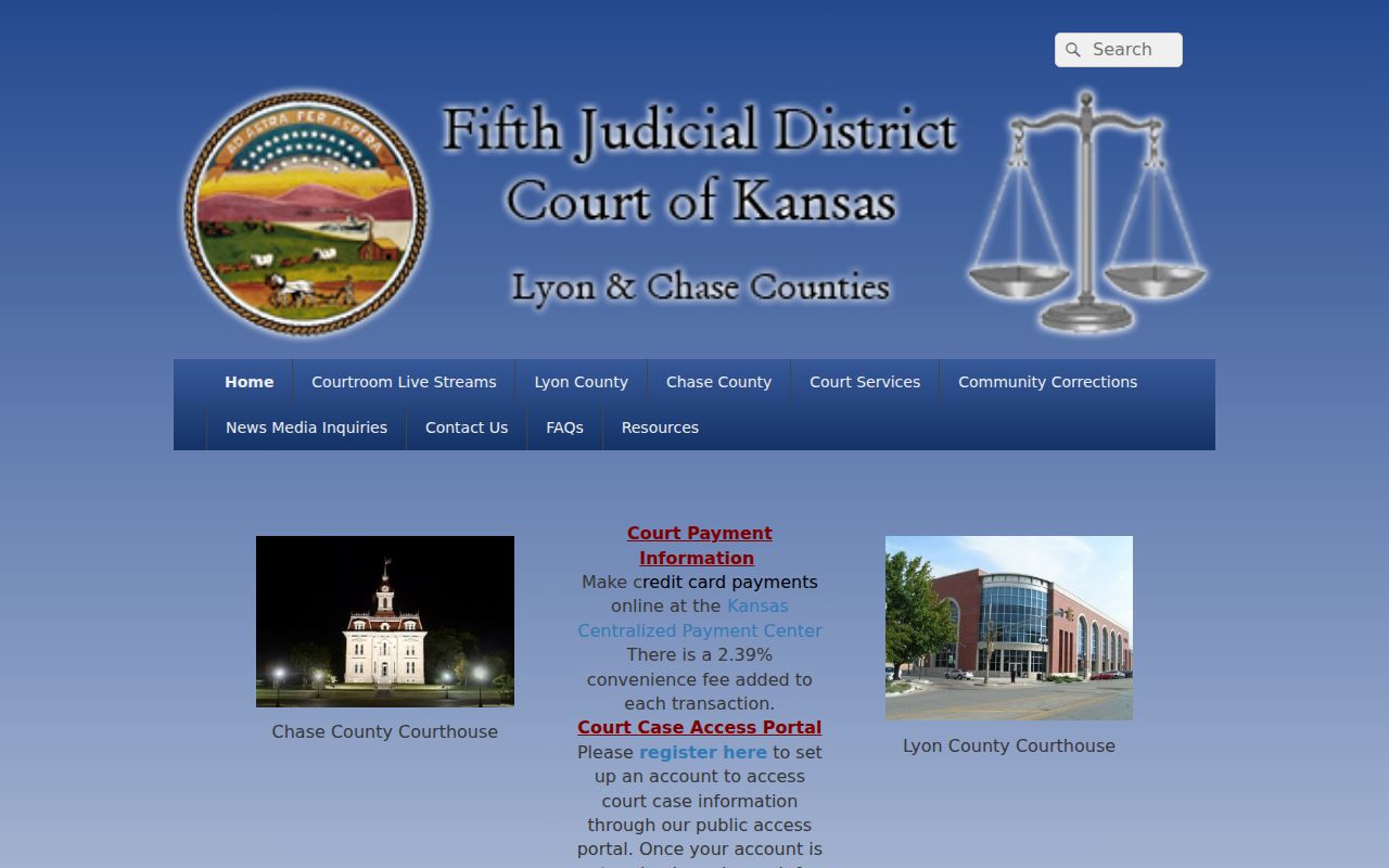 Official Fifth Judicial District website serving Lyon County