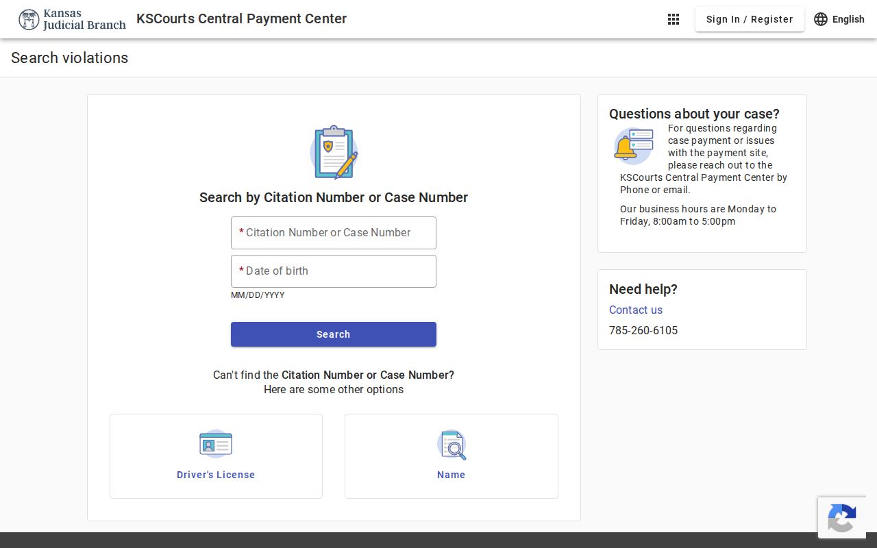 Lyon County traffic ticket Central Payment search